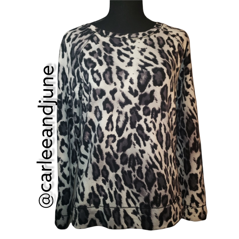 JNY JONES NEW YORK WOMENS SPORT LEOPARD PRINT SHIRT SIZE S